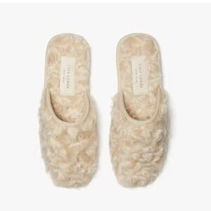 Kate Spade New York Dove Cream Faux Fur Slippers Slides Women's Size 11B‎ NEW